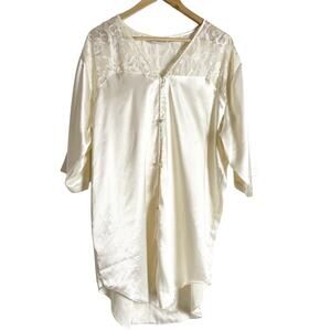 Best United Garment Co Lingerie Vintage Cream Satin Lace Sleep Shirt Size 1X/2X